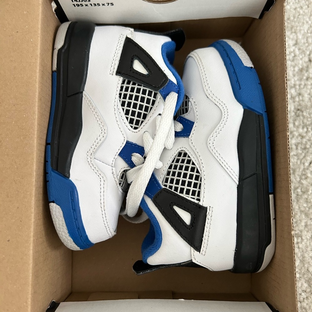 Nike Air Jordan 4 Retro Motorsport White Blue 308500-117 Toddlers Baby Size 6C